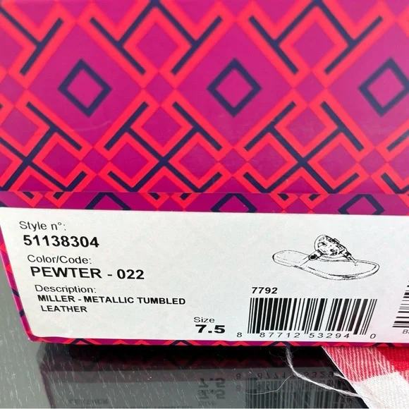 Tory Burch Pewter Miller sandals. Size 7.5 - Picture 4 of 4